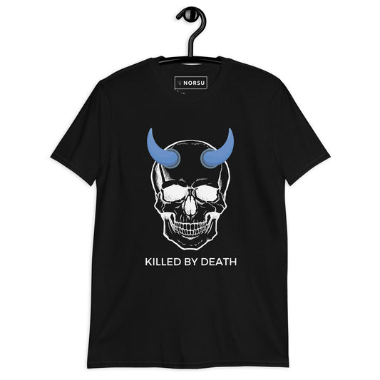 Μαύρο Ανδρικό T-shirt - Νεκροκεφαλή Μπλε Κέρατα Killed by Death Motorhead