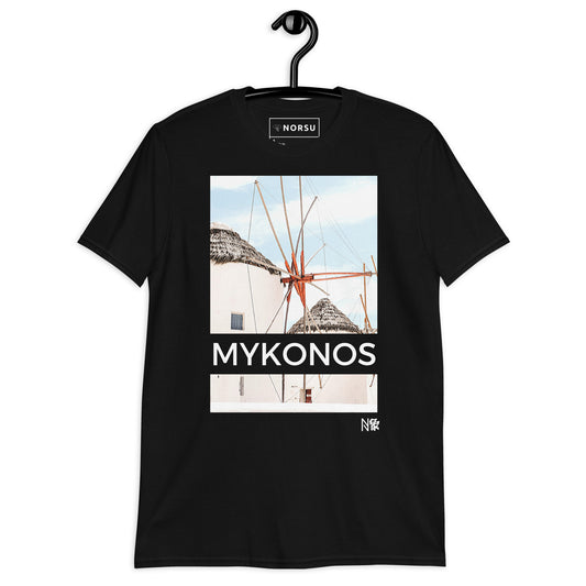 Μαύρο Ανδρικό T-shirt - Μύκονος Ελλάδα Ανεμόμυλος