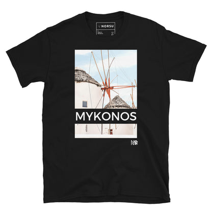 Μαύρο Ανδρικό T-shirt - Μύκονος Ελλάδα Ανεμόμυλος