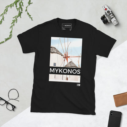 Μαύρο Ανδρικό T-shirt - Μύκονος Ελλάδα Ανεμόμυλος