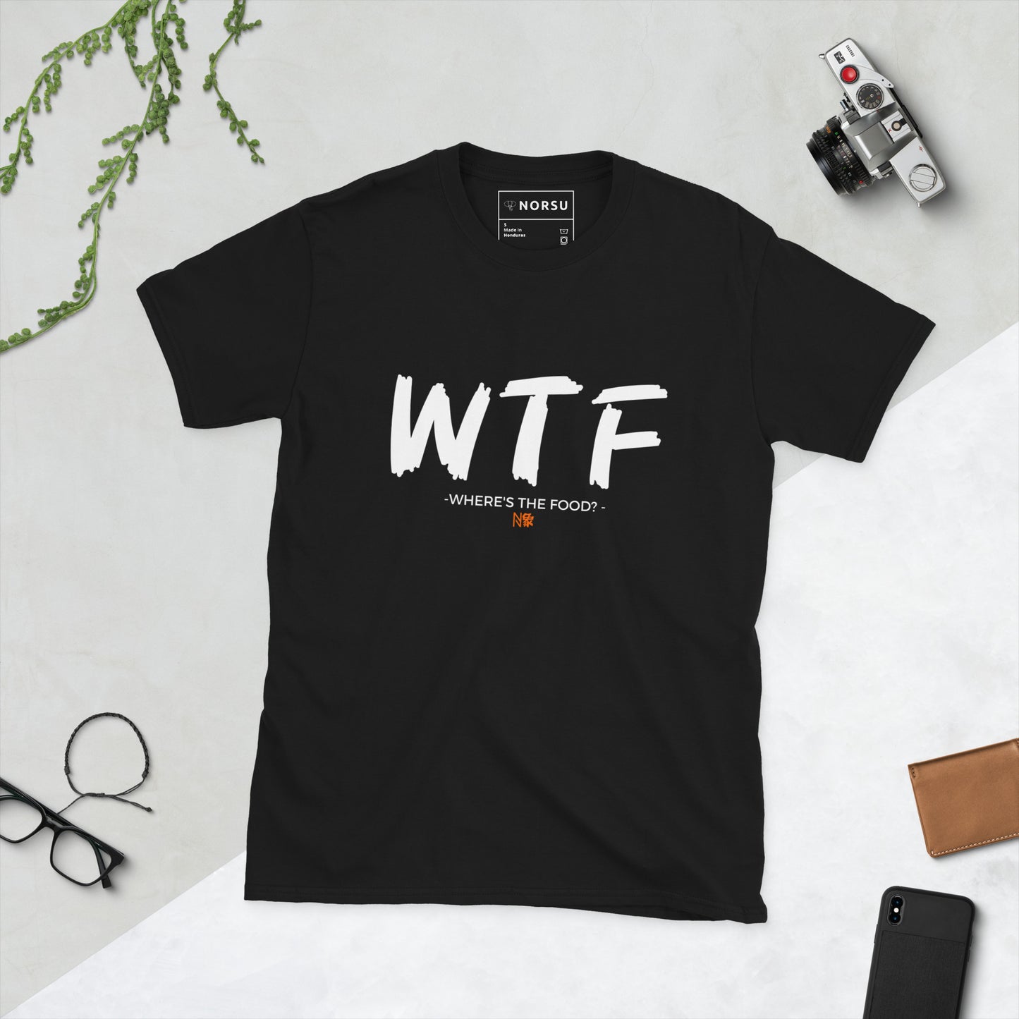 Μαύρο Ανδρικό T-shirt - WTF (Where's the food?)