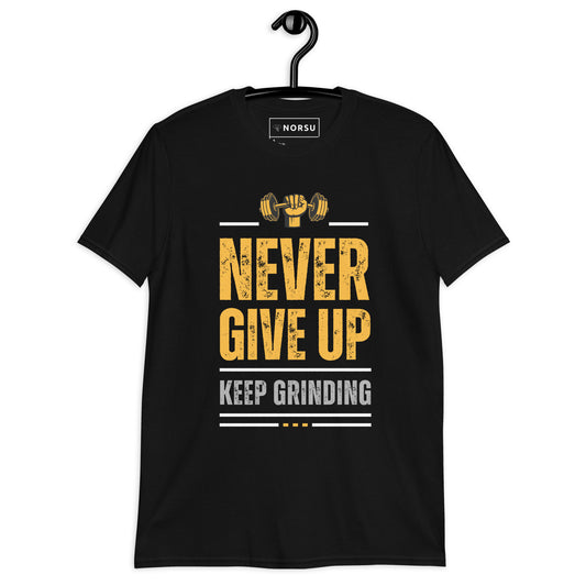 Μαύρο Ανδρικό T-shirt - Never Give Up, Keep Grinding