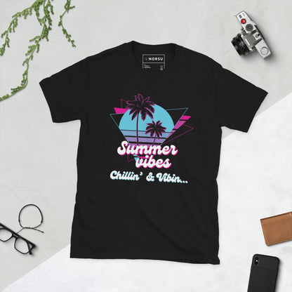 Μαύρο Ανδρικό T-shirt - Summer Vibes, Chillin' & Vibin'