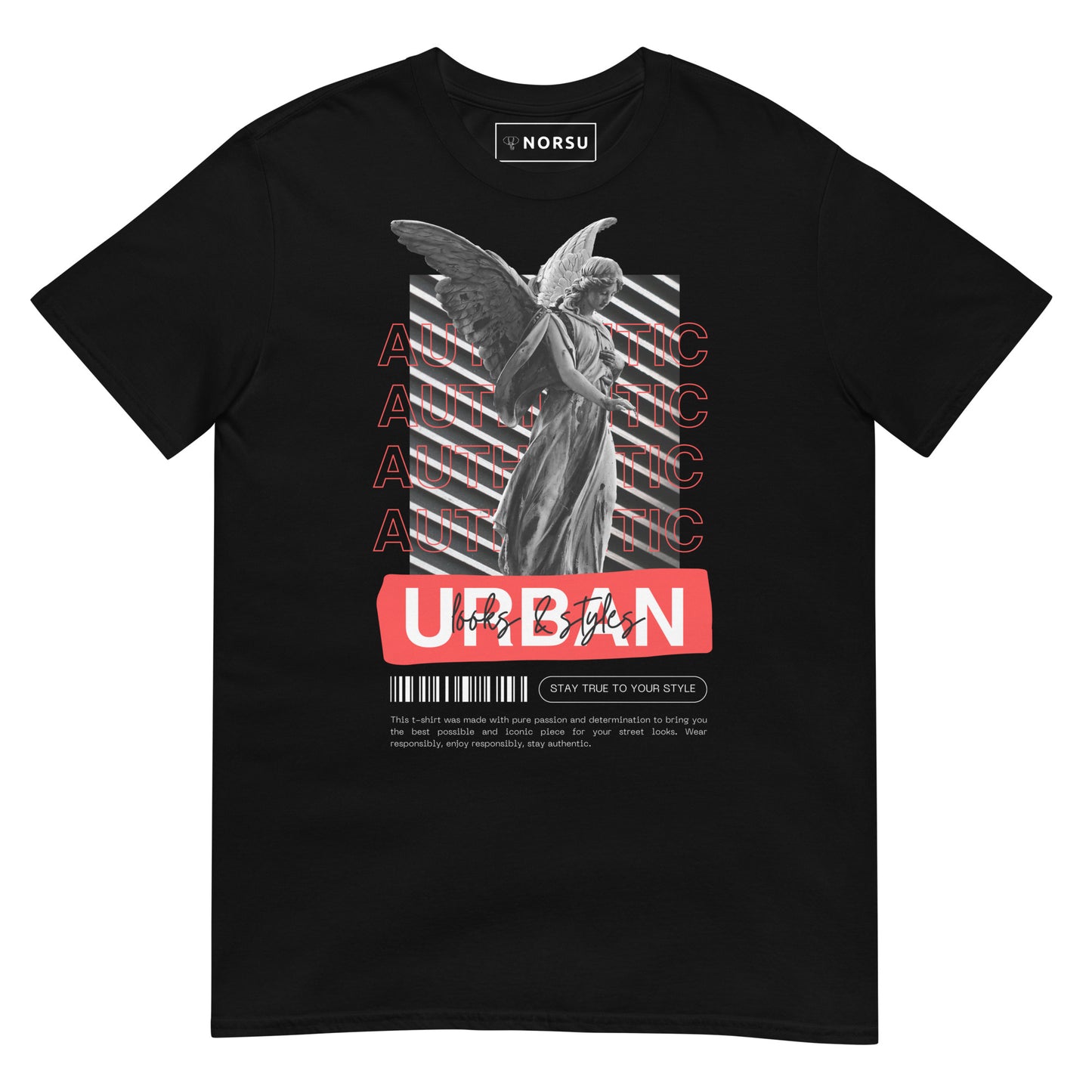 Μαύρο Ανδρικό T-shirt - Άγαλμα Authentic Urban Looks