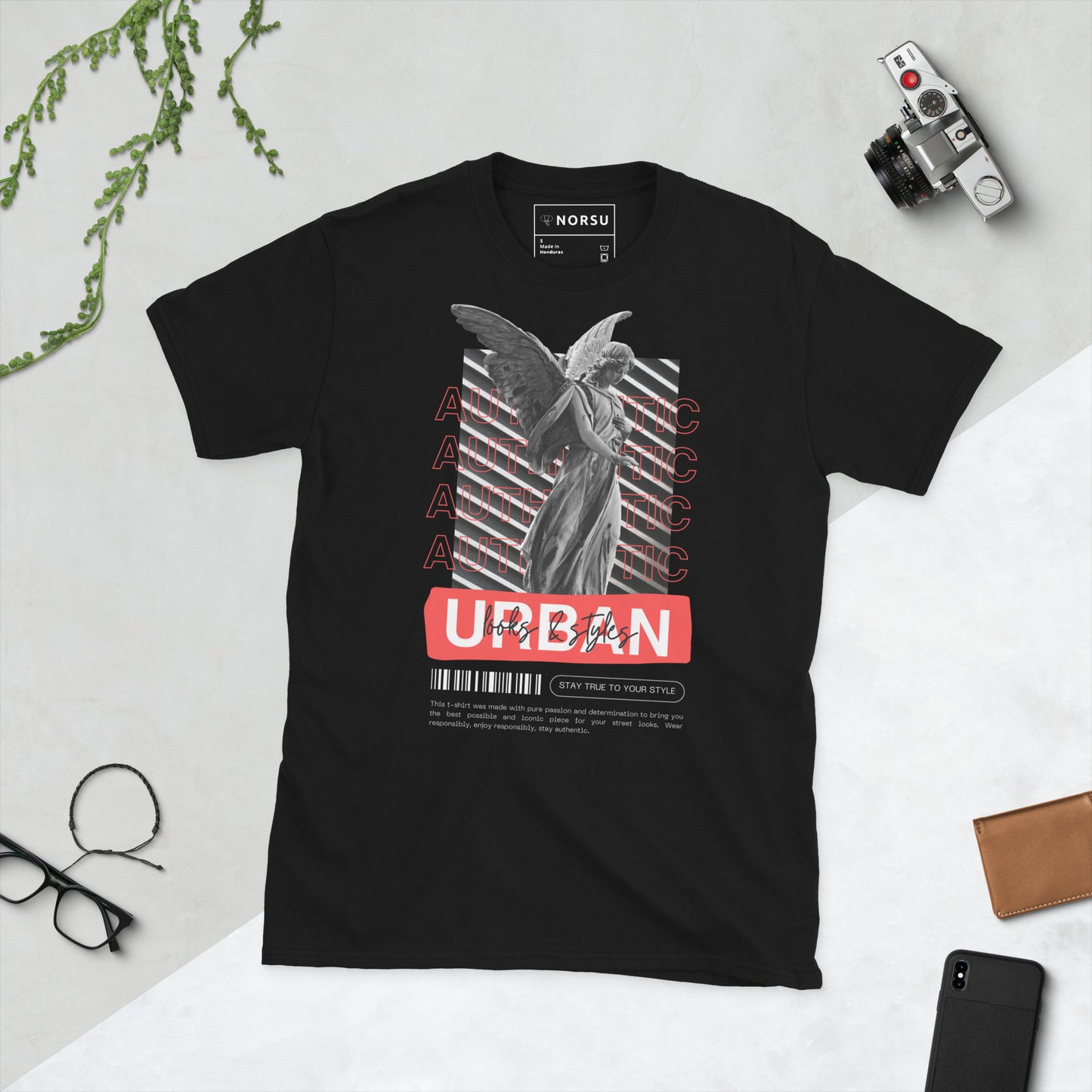 Μαύρο Ανδρικό T-shirt - Άγαλμα Authentic Urban Looks