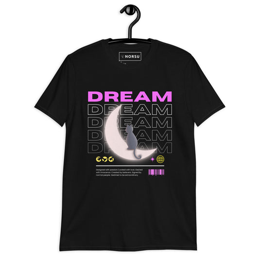 Μαύρο Ανδρικό T-shirt - Γάτα στο Φεγγάρι (A cat dreamin on the moon)