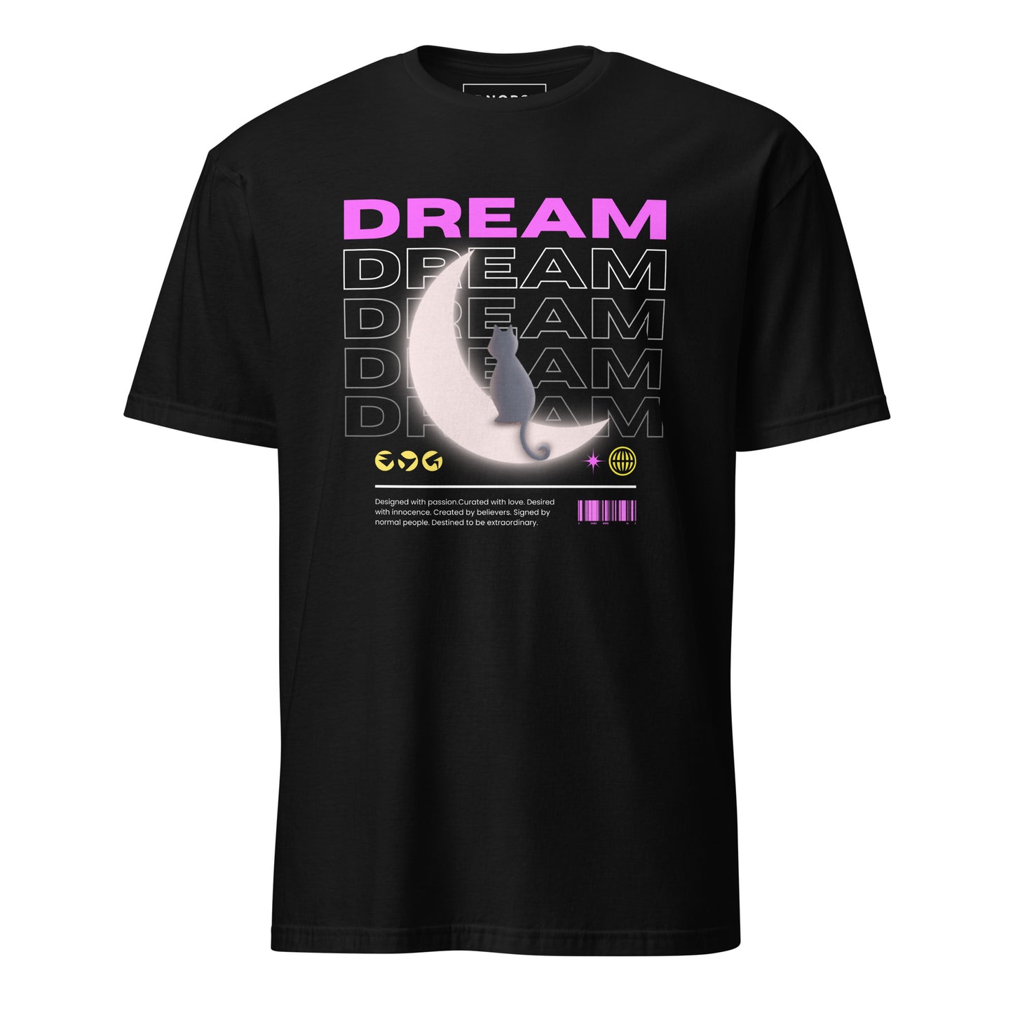 Μαύρο Ανδρικό T-shirt - Γάτα στο Φεγγάρι (A cat dreamin on the moon)