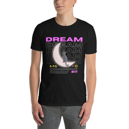 Μαύρο Ανδρικό T-shirt - Γάτα στο Φεγγάρι (A cat dreamin on the moon)