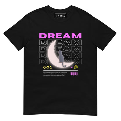 Μαύρο Ανδρικό T-shirt - Γάτα στο Φεγγάρι (A cat dreamin on the moon)