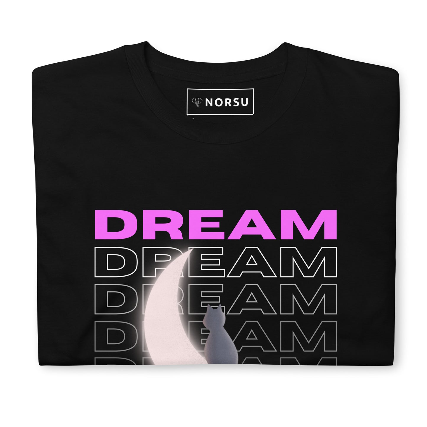 Μαύρο Ανδρικό T-shirt - Γάτα στο Φεγγάρι (A cat dreamin on the moon)