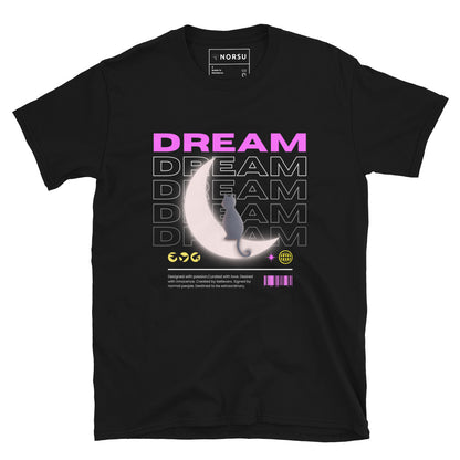 Μαύρο Ανδρικό T-shirt - Γάτα στο Φεγγάρι (A cat dreamin on the moon)