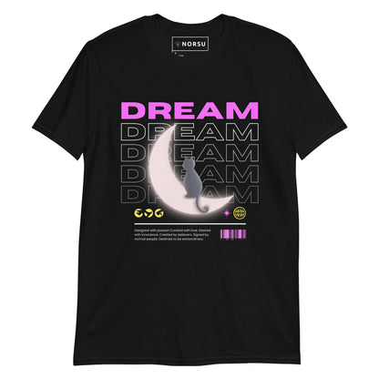 Μαύρο Ανδρικό T-shirt - Γάτα στο Φεγγάρι (A cat dreamin on the moon)