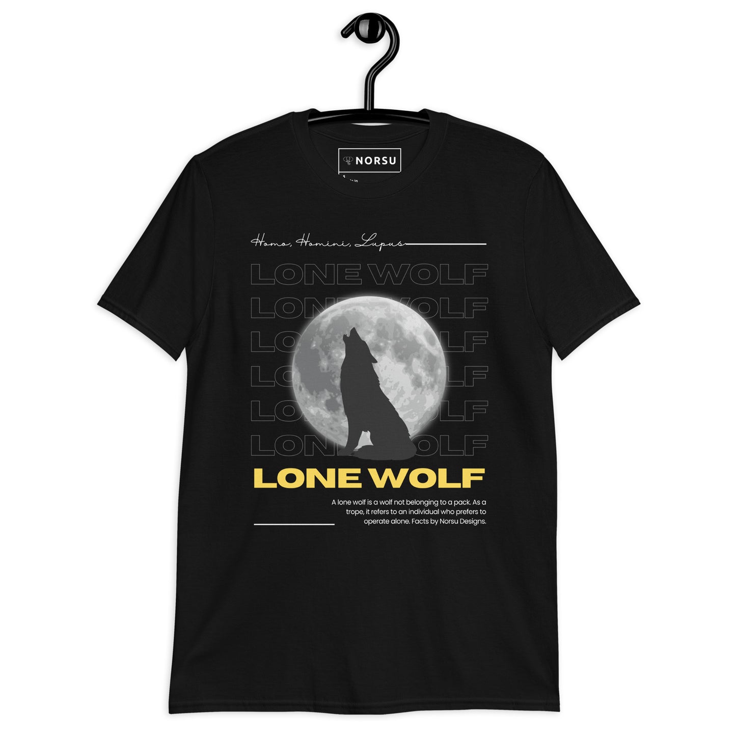 Μαύρο Ανδρικό T-shirt - Lone Wolf (Homo, Homini, Lupus)