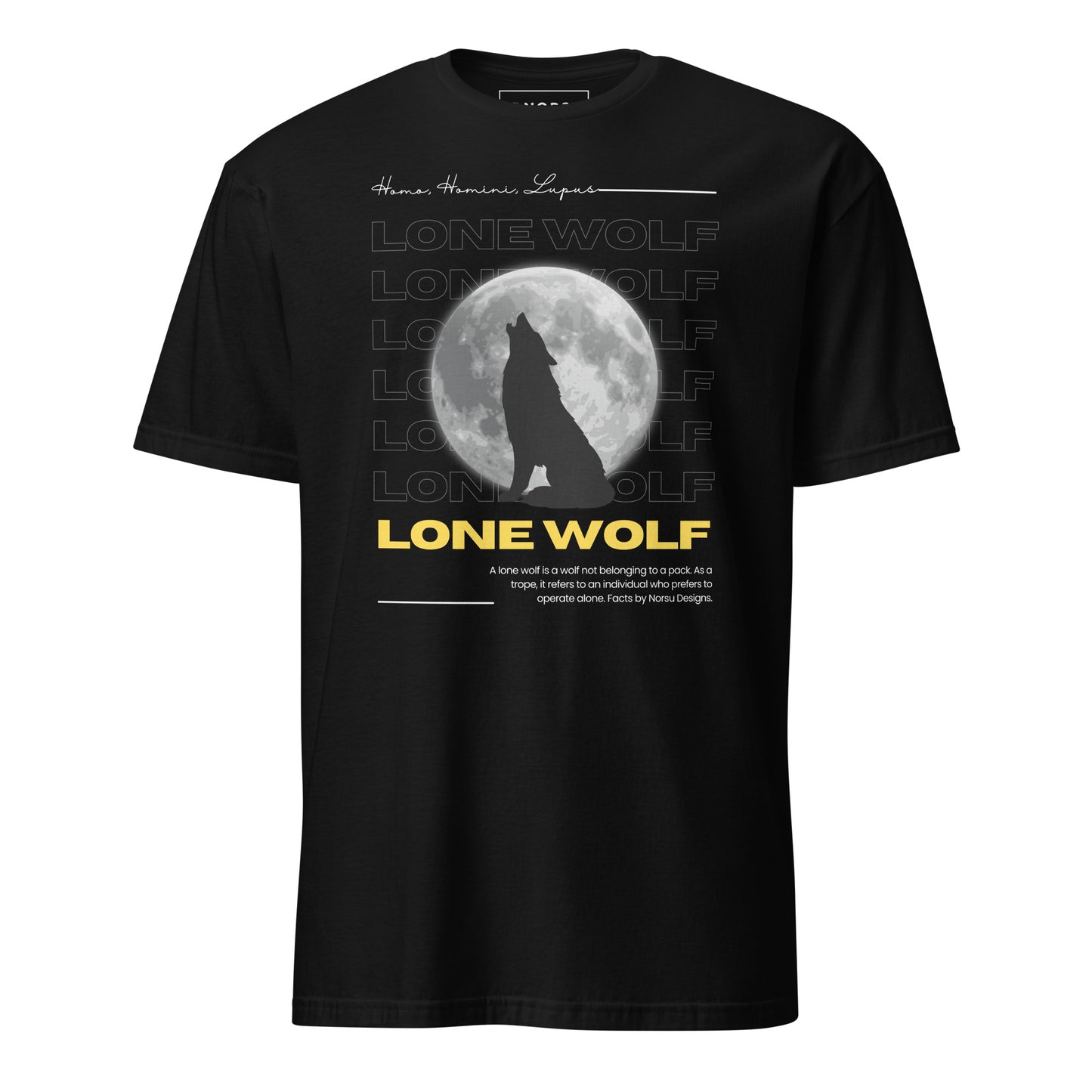 Μαύρο Ανδρικό T-shirt - Lone Wolf (Homo, Homini, Lupus)