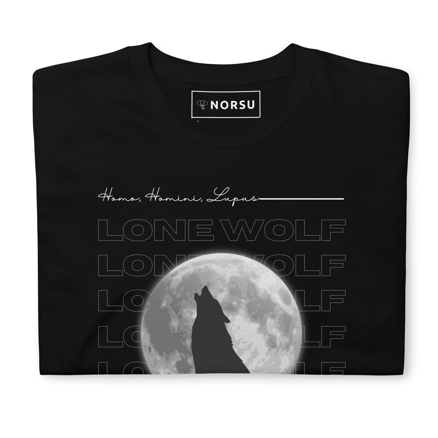 Μαύρο Ανδρικό T-shirt - Lone Wolf (Homo, Homini, Lupus)