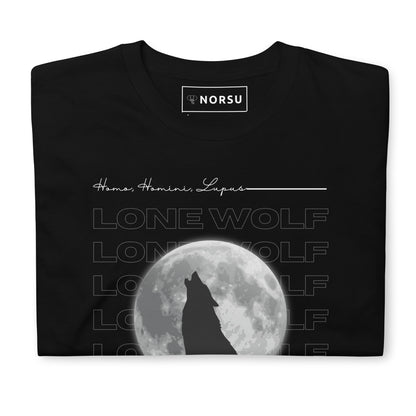 Μαύρο Ανδρικό T-shirt - Lone Wolf (Homo, Homini, Lupus)