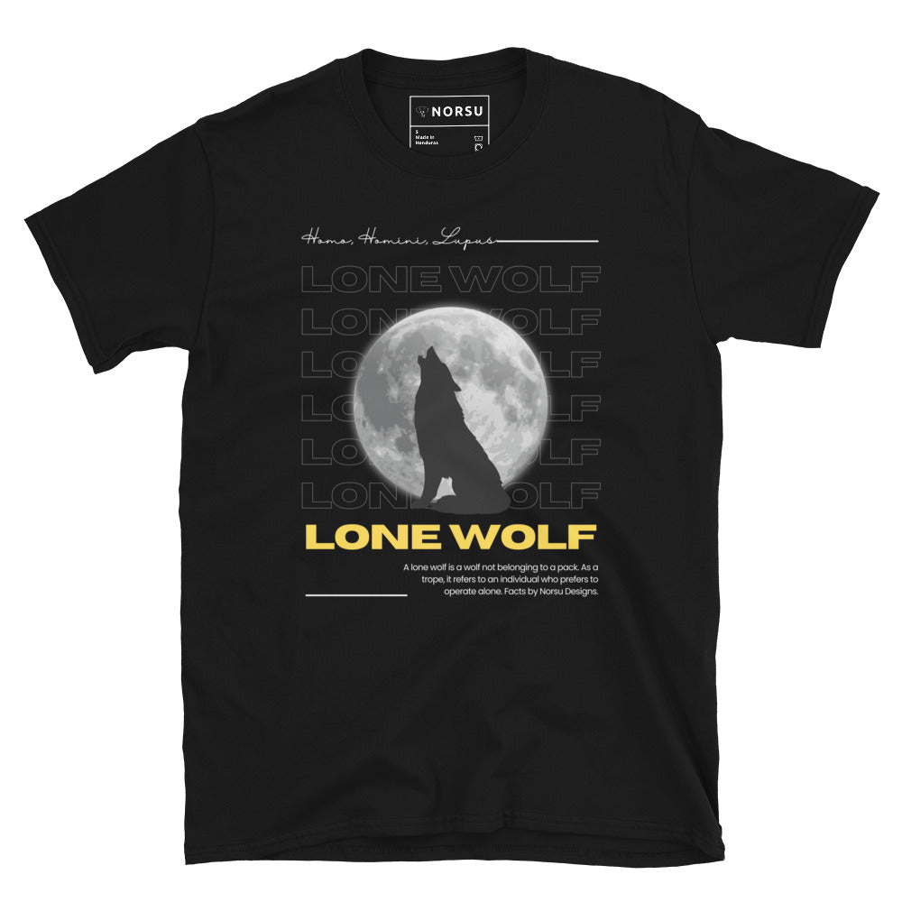 Μαύρο Ανδρικό T-shirt - Lone Wolf (Homo, Homini, Lupus)