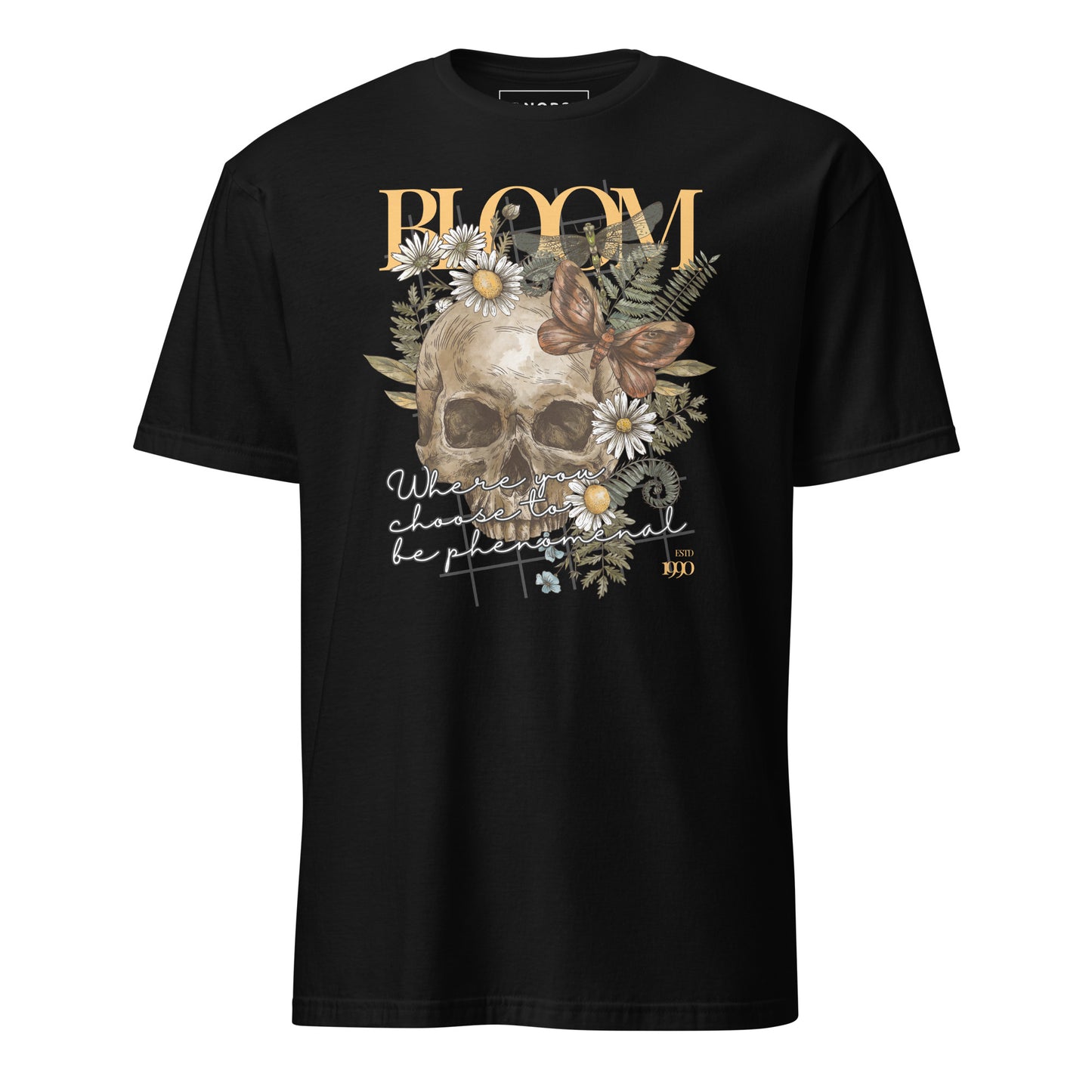 Μαύρο Ανδρικό T-shirt - Νεκροκεφαλή Skull Bloom