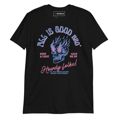 Μαύρο Ανδρικό T-shirt - Νεκροκεφαλή All Is Good Bro'