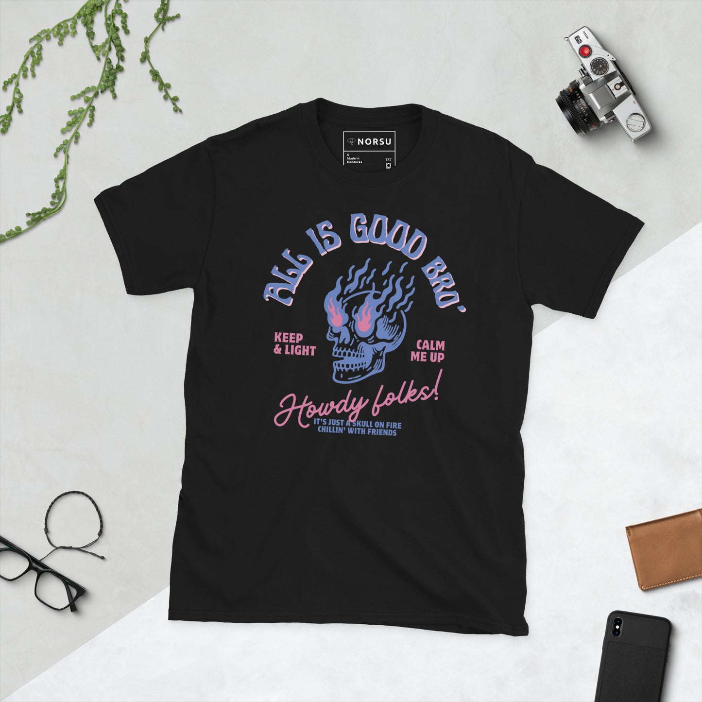 Μαύρο Ανδρικό T-shirt - Νεκροκεφαλή All Is Good Bro'