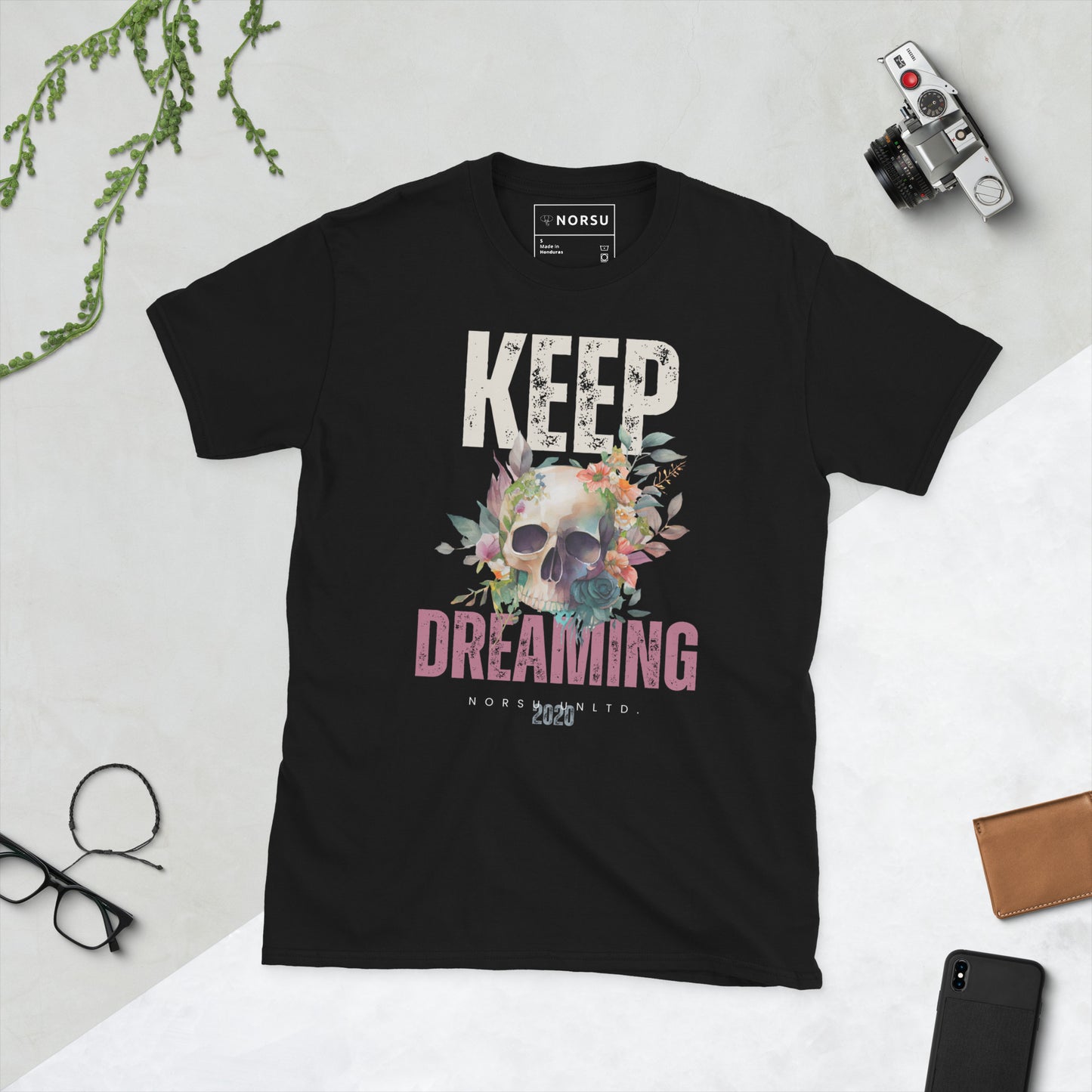 Μαύρο Ανδρικό T-shirt - Νεκροκεφαλή Keep Dreaming