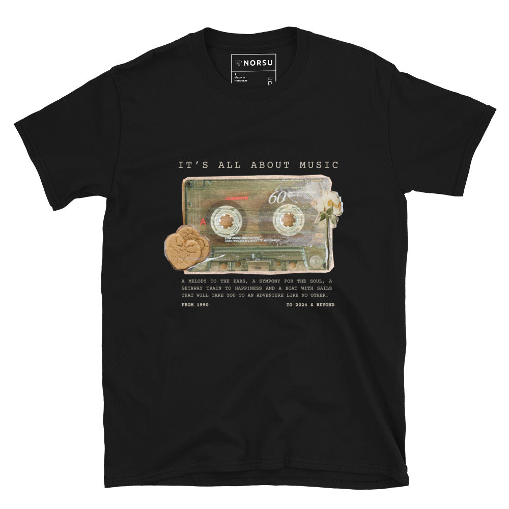 Μαύρο Ανδρικό T-shirt - Ρετρό Κασέτα It's All About Music