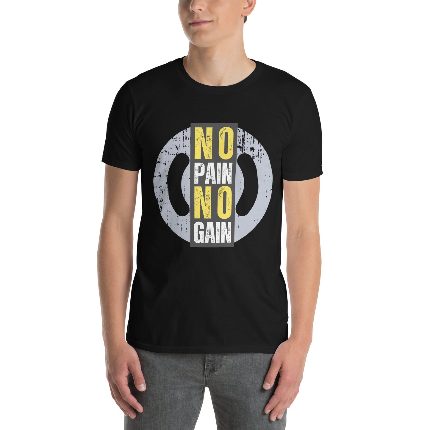 Μαύρο Ανδρικό T-shirt - Γυμναστήριο No Pain No Gain