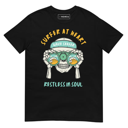 Μαύρο Ανδρικό T-shirt - Νεκροκεφαλή Surfer At Heart