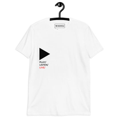 Λευκό Ανδρικό T-shirt - Play, Listen, Live