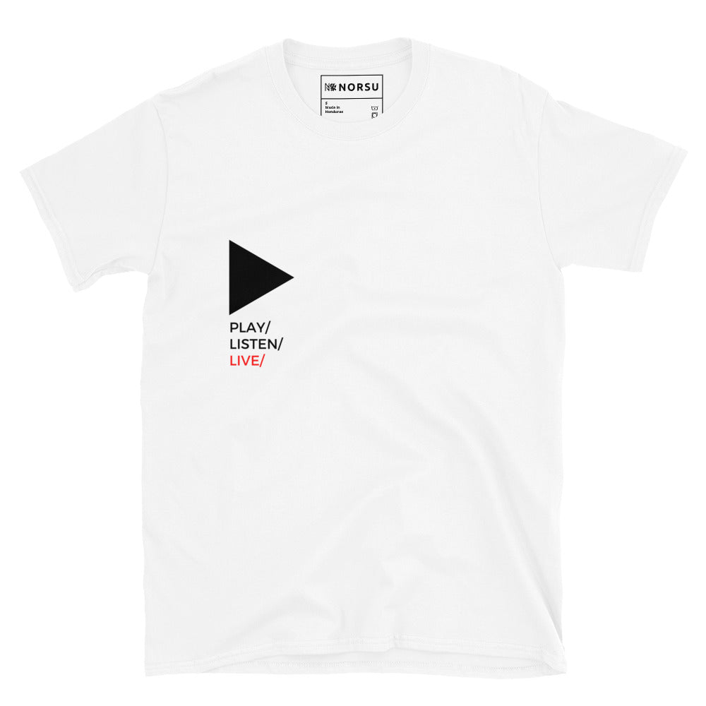 Λευκό Ανδρικό T-shirt - Play, Listen, Live