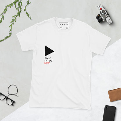 Λευκό Ανδρικό T-shirt - Play, Listen, Live