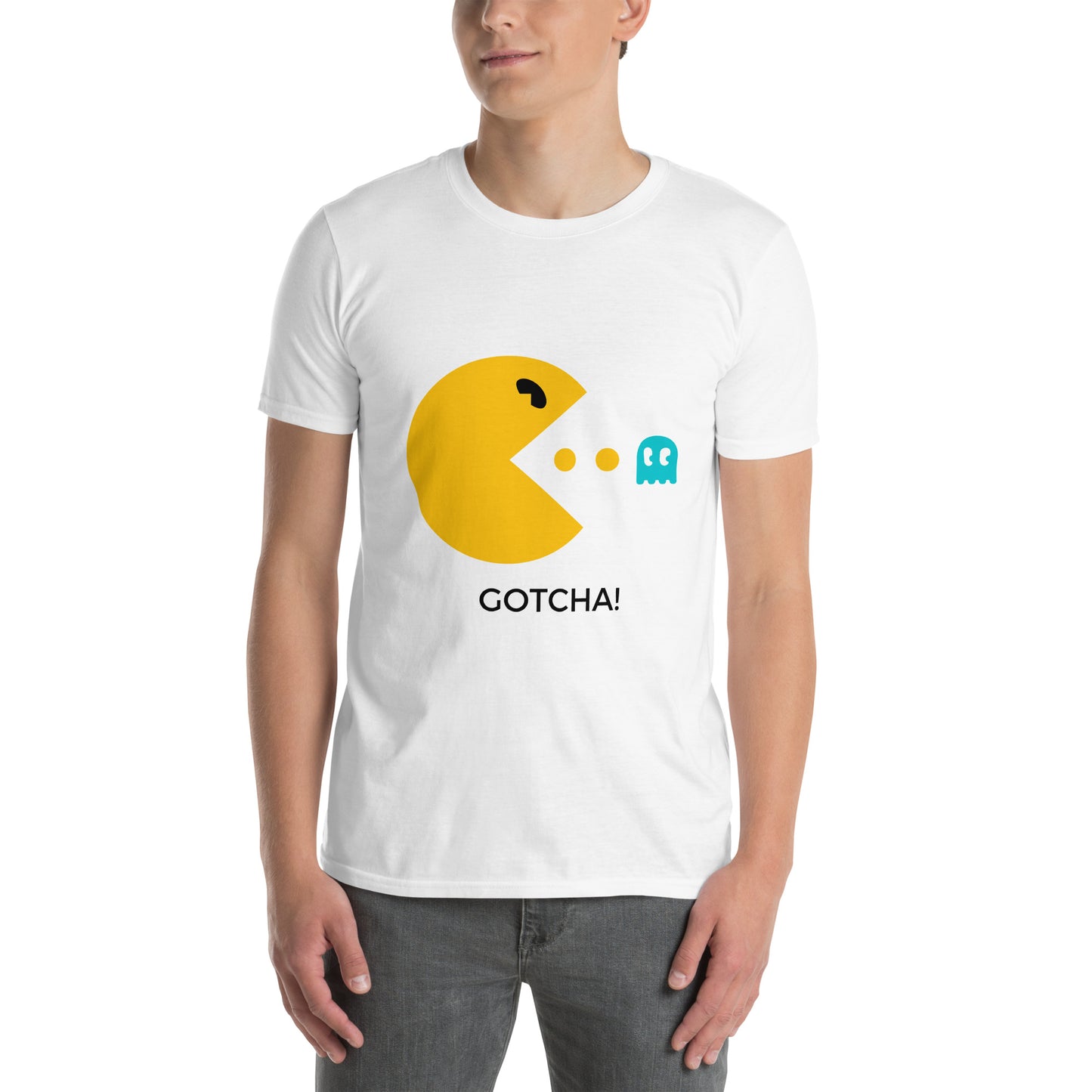 Λευκό Ανδρικό T-shirt - Pac Man Gotcha!