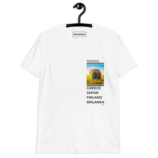 Λευκό Ανδρικό T-shirt - Ελέφαντας Greece, Japan, Finland, Sri Lanka