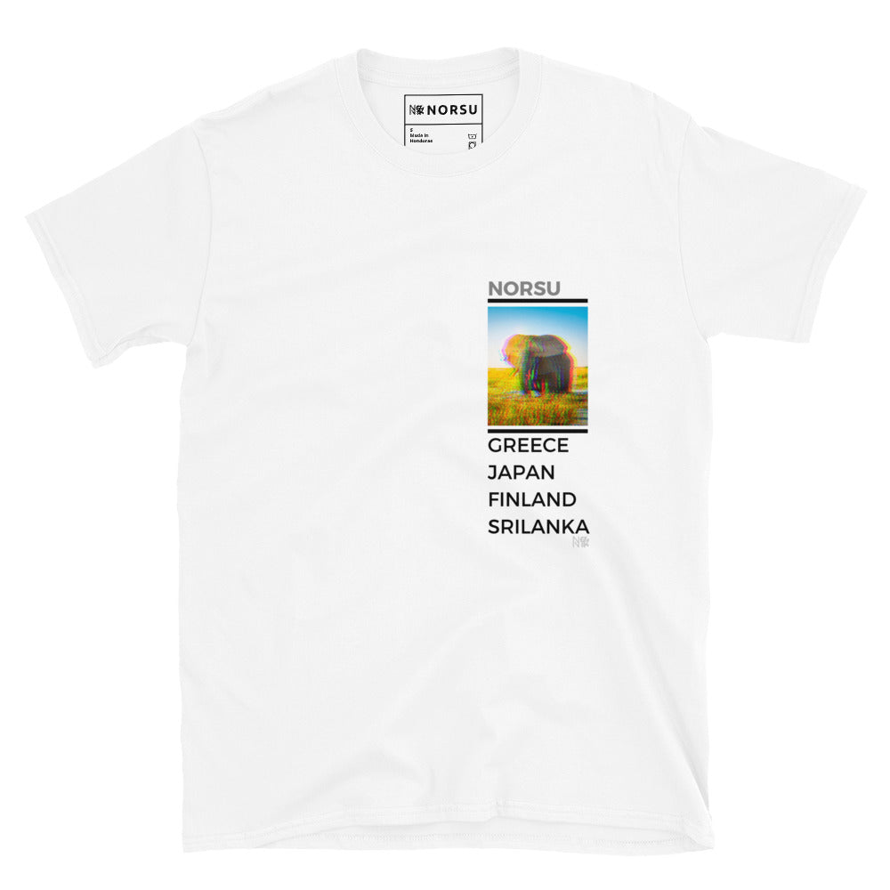 Λευκό Ανδρικό T-shirt - Ελέφαντας Greece, Japan, Finland, Sri Lanka