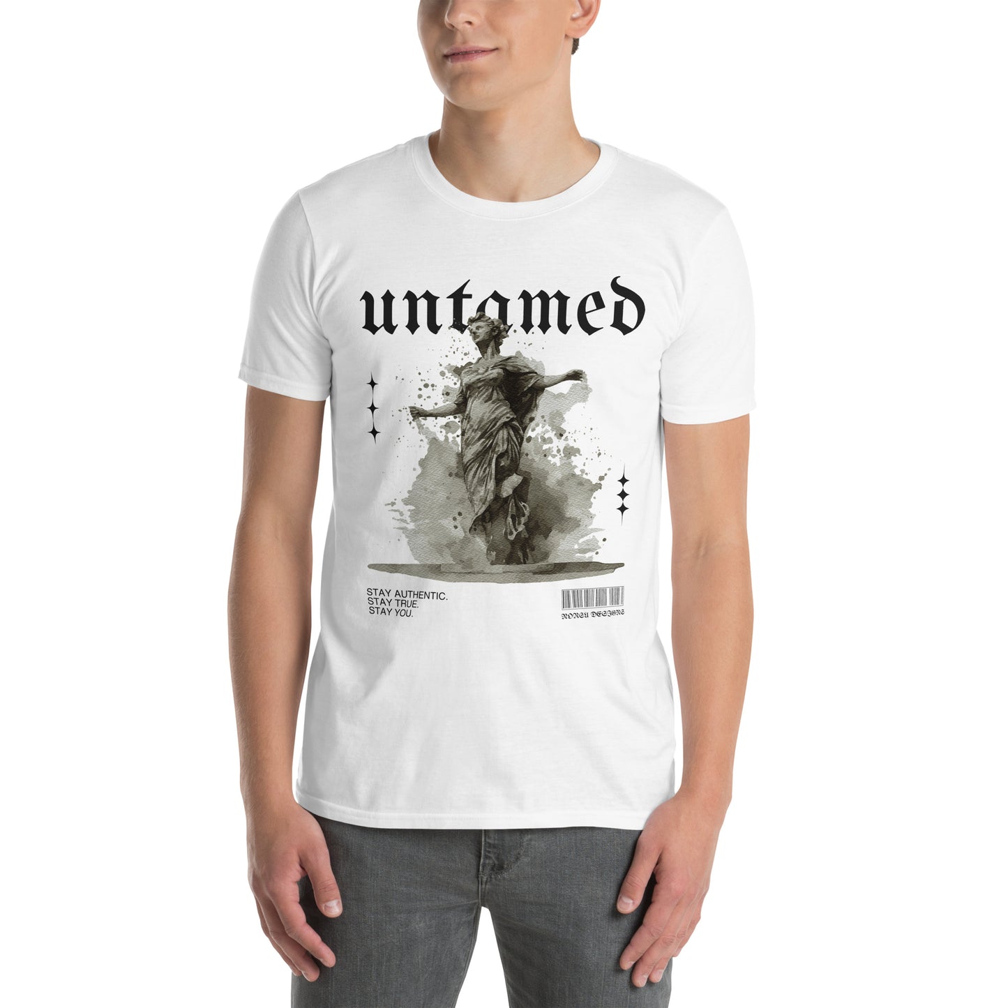 Λευκό Ανδρικό T-shirt - Untamed Άγαλμα Αδάμαστος