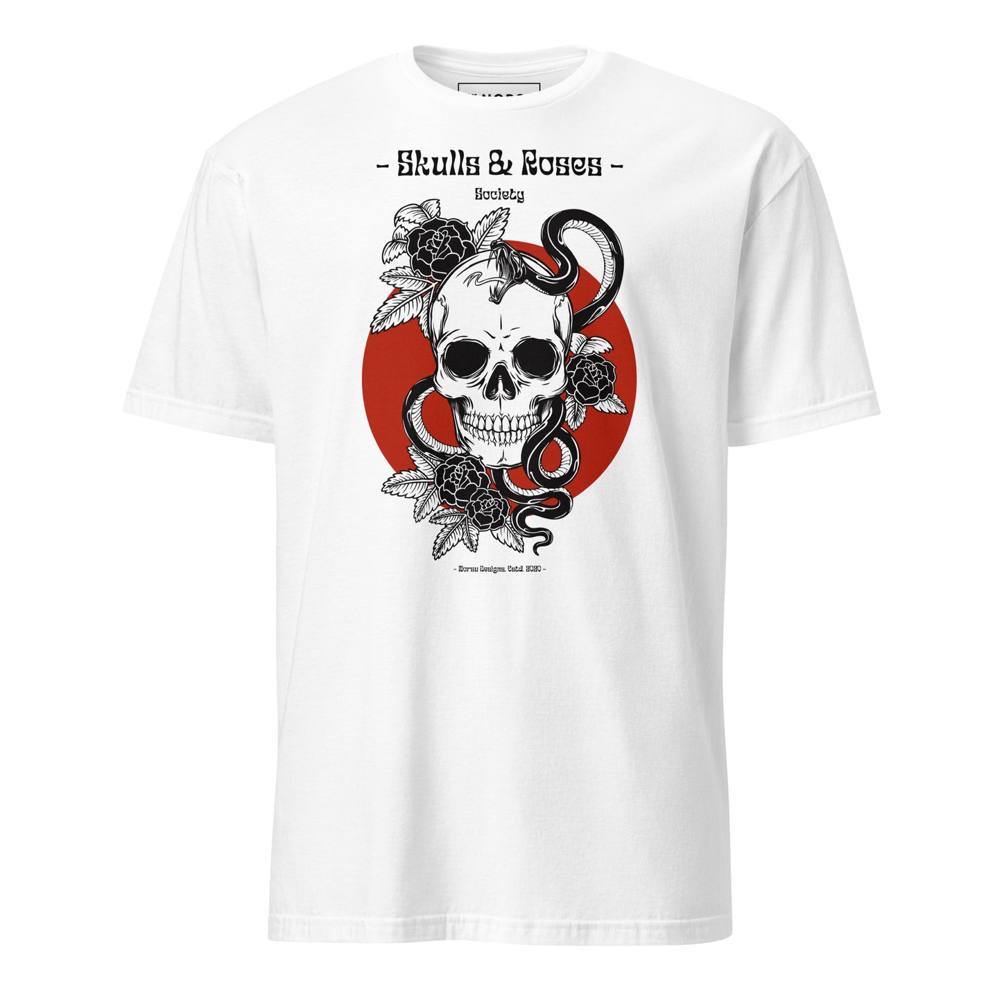 Λευκό Ανδρικό T-shirt - Nεκροκεφαλή Skulls & Roses Society