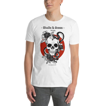 Λευκό Ανδρικό T-shirt - Nεκροκεφαλή Skulls & Roses Society