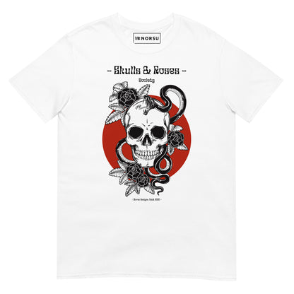 Λευκό Ανδρικό T-shirt - Nεκροκεφαλή Skulls & Roses Society