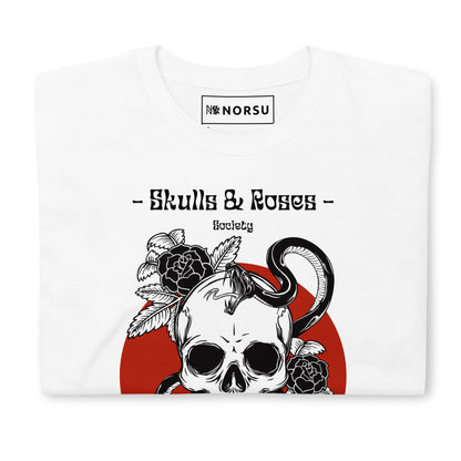 Λευκό Ανδρικό T-shirt - Nεκροκεφαλή Skulls & Roses Society