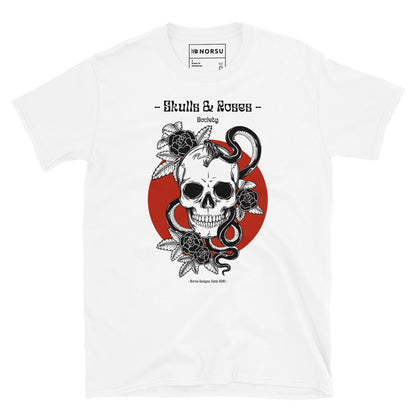 Λευκό Ανδρικό T-shirt - Nεκροκεφαλή Skulls & Roses Society