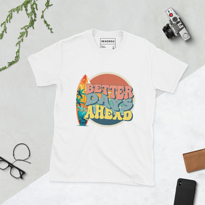 Λευκό Ανδρικό T-shirt - Better days ahead for surfers