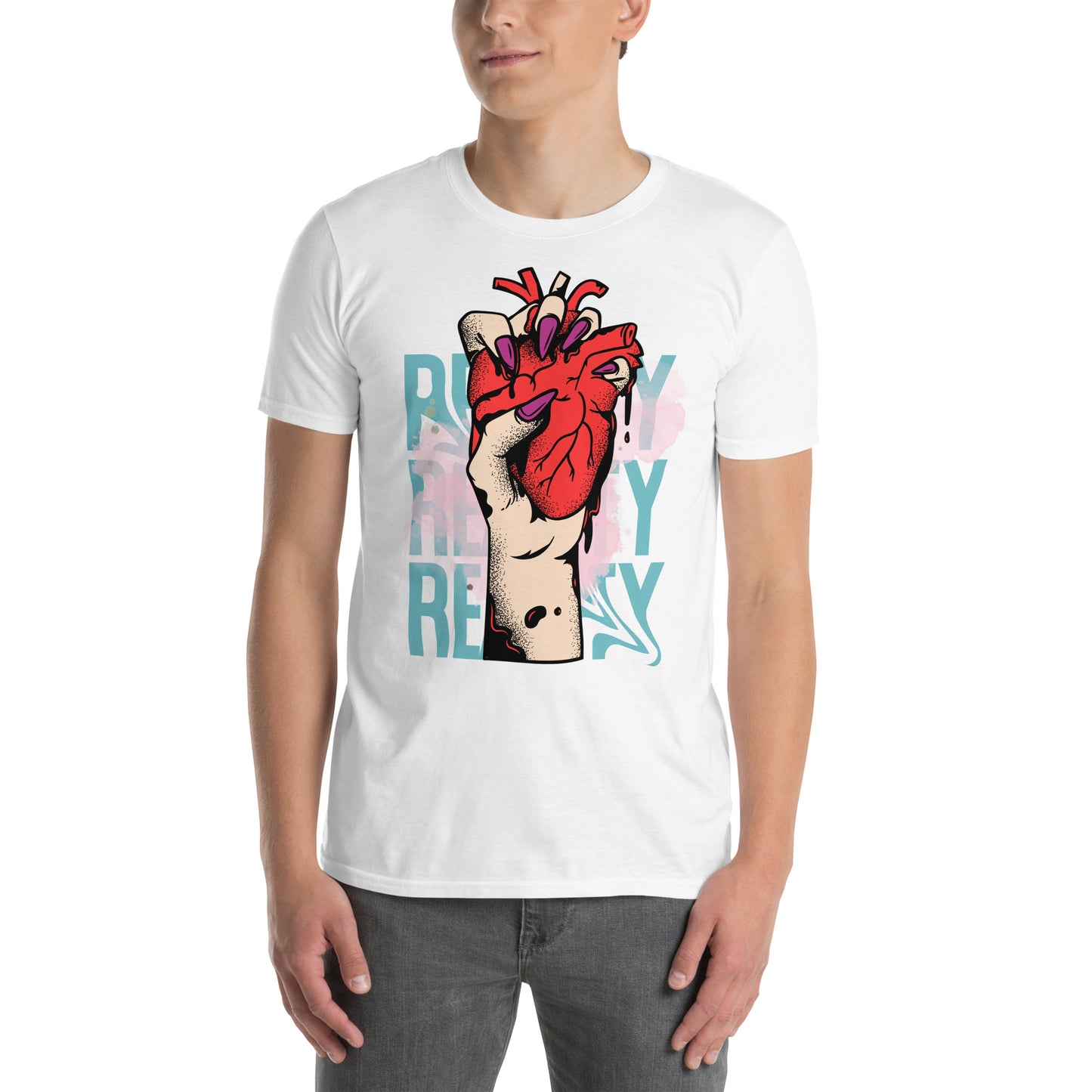 Λευκό Ανδρικό T-shirt - Reality Heart