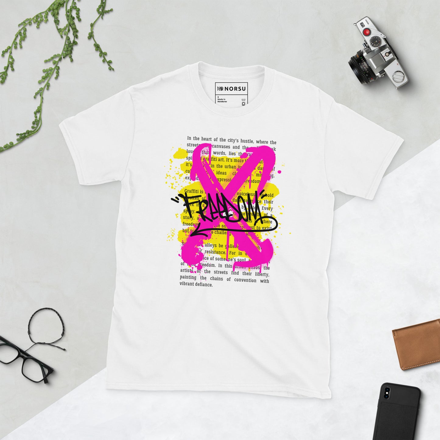 Λευκό Ανδρικό T-shirt - Graffiti Freedom