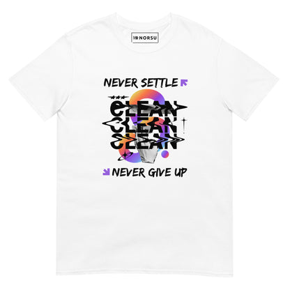 Λευκό Ανδρικό T-shirt - Never Settle, Never Give Up