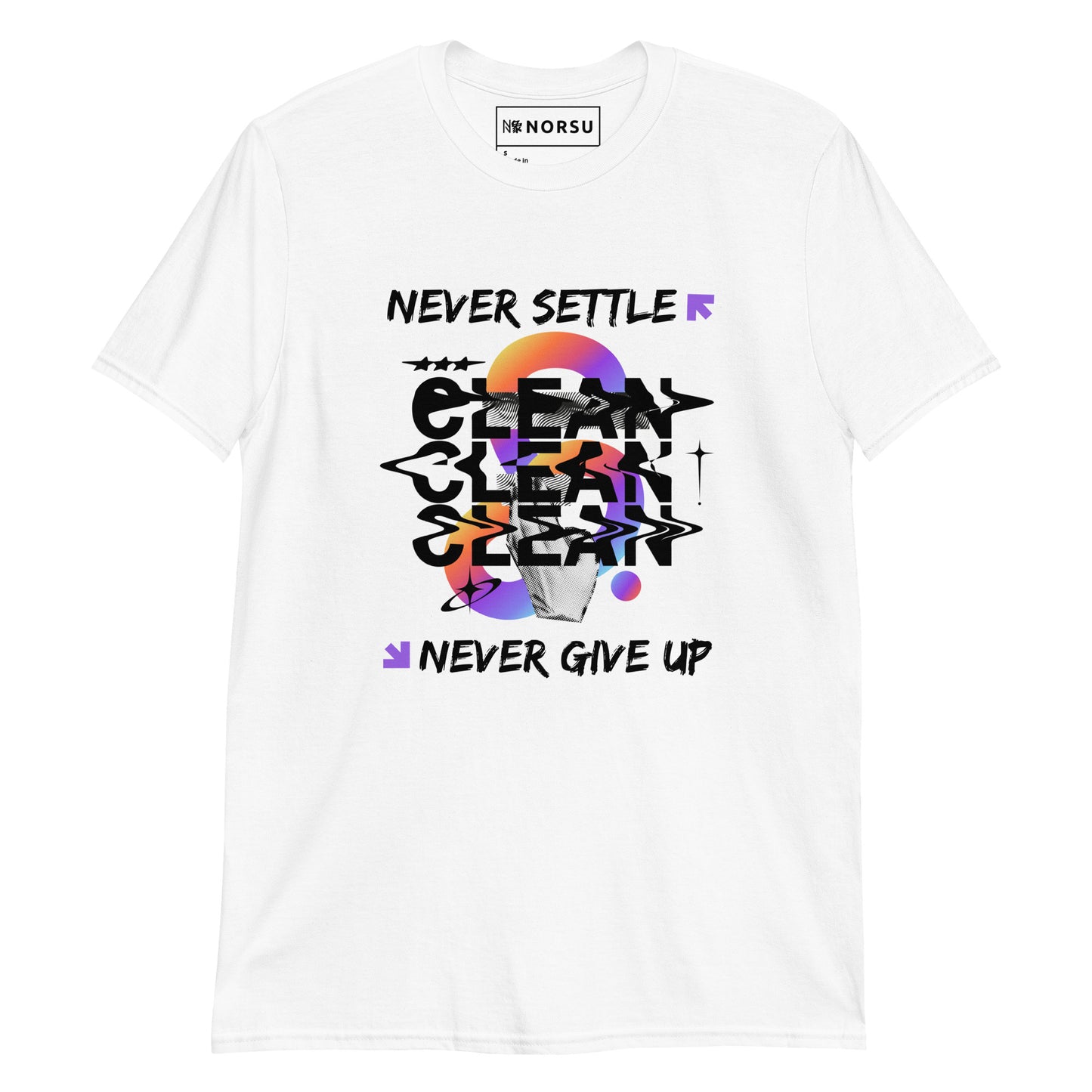 Λευκό Ανδρικό T-shirt - Never Settle, Never Give Up