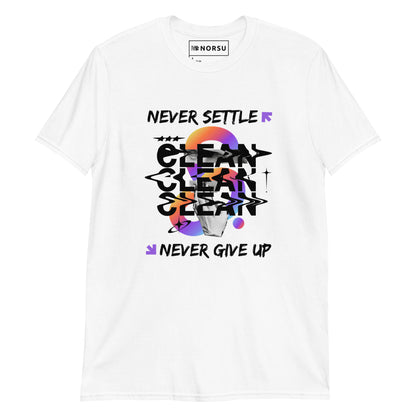 Λευκό Ανδρικό T-shirt - Never Settle, Never Give Up