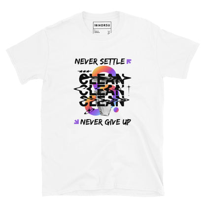 Λευκό Ανδρικό T-shirt - Never Settle, Never Give Up