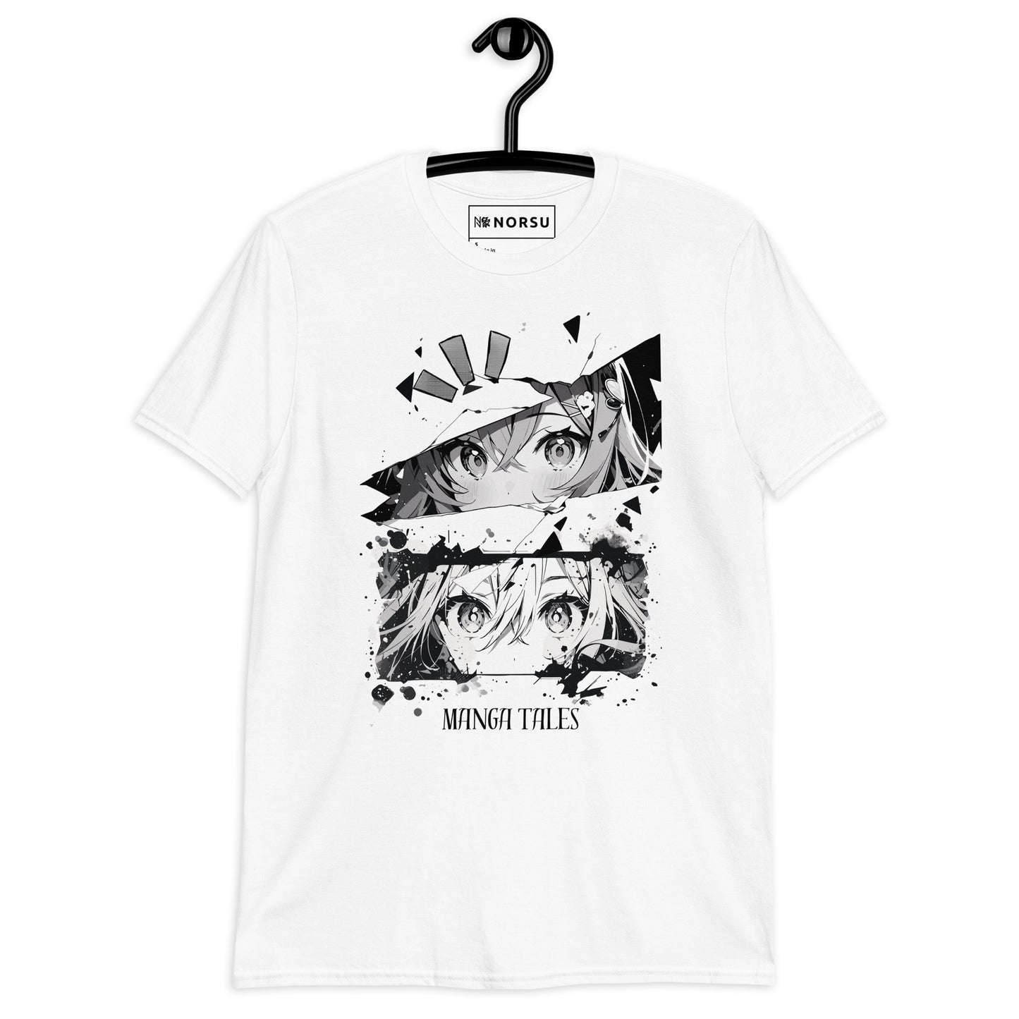 Λευκό Ανδρικό T-shirt - Ασπρόμαυρα Σκίτσα Anime Manga Tales