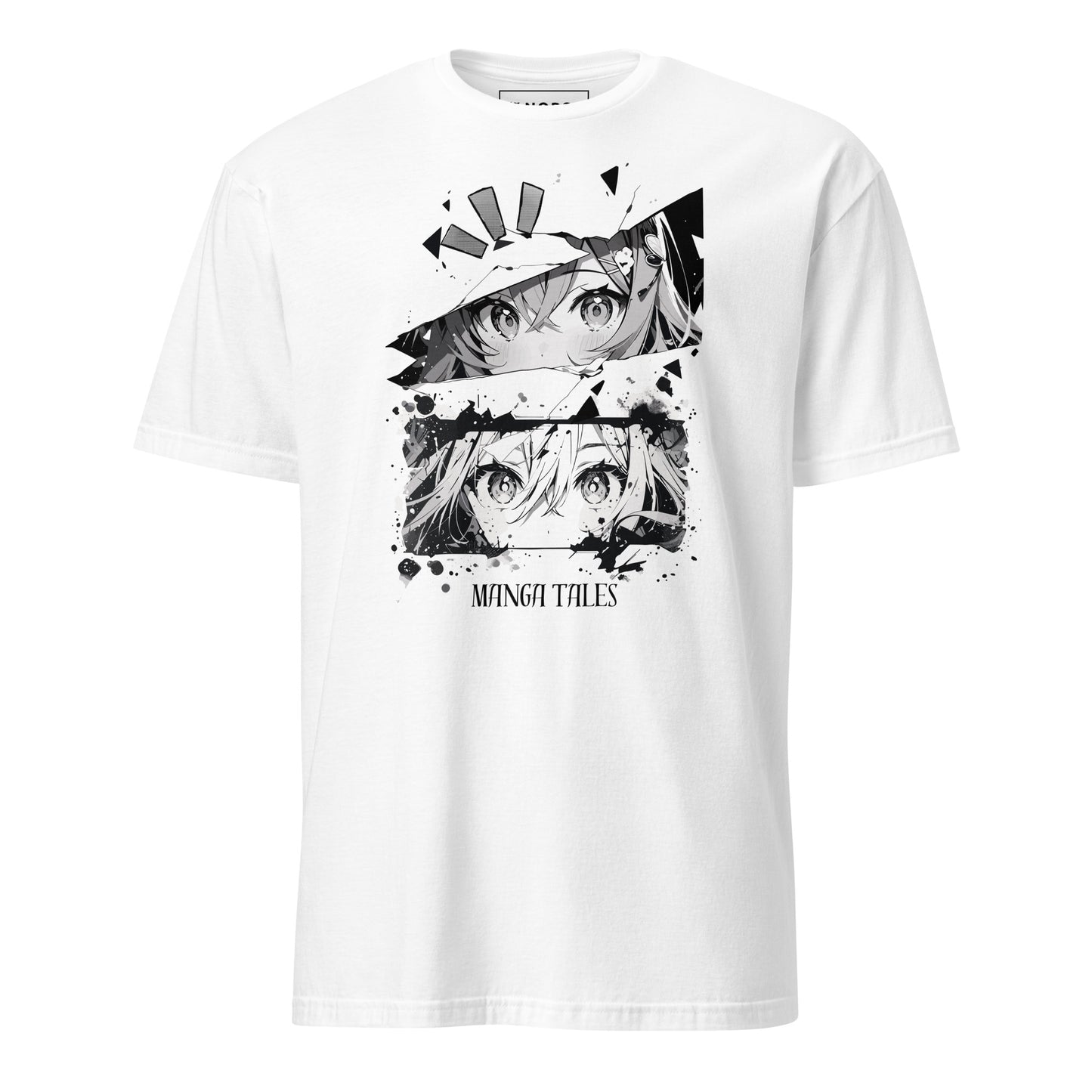 Λευκό Ανδρικό T-shirt - Ασπρόμαυρα Σκίτσα Anime Manga Tales