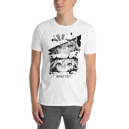 Λευκό Ανδρικό T-shirt - Ασπρόμαυρα Σκίτσα Anime Manga Tales